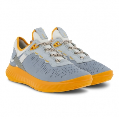 ECCO Sneaker ST.1 Lite Vollnarben-Nappaleder/Textilgewebe grau/orange Damen